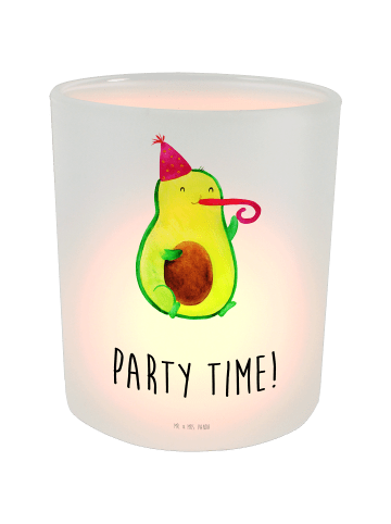 Mr. & Mrs. Panda Windlicht Avocado Party Zeit mit Spruch in Transparent