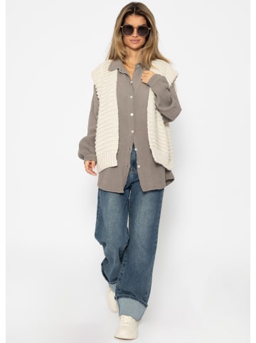 SASSYCLASSY Musselin Bluse im Regular Fit in Taupe