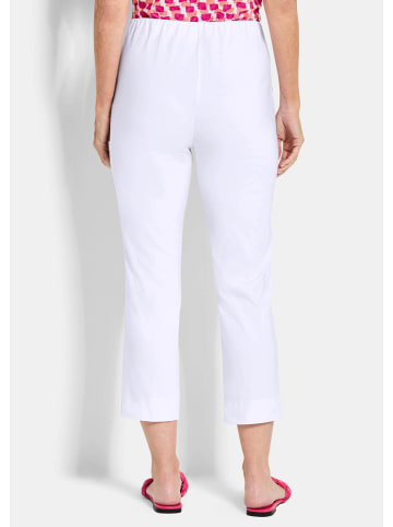 GOLDNER Kurzgröße:  Bengalinhose Elegante 7/8-Hose mit Biesen in weiß