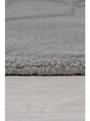 KADIMA DESIGN Wollteppich Kurzflor DEBEN Geometrisch Naturfaser Wohnzimmer in Grau