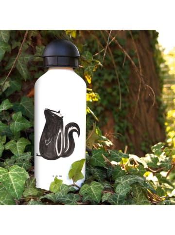 Mr. & Mrs. Panda Trinkflasche Stinktier Sitzen ohne Spruch in Weiß