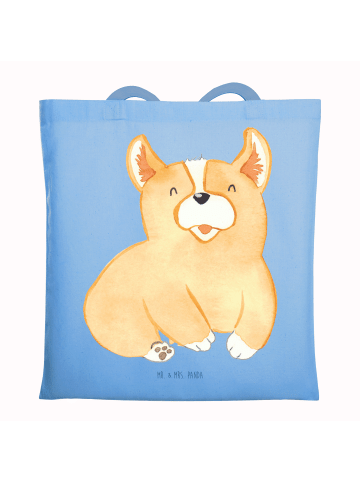Mr. & Mrs. Panda Shopping Tasche Corgie ohne Spruch in Sky Blue