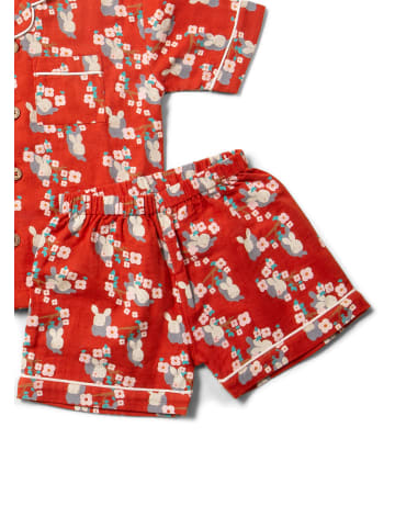 Little Green Radicals Button Through Pyjama Short Set in Red