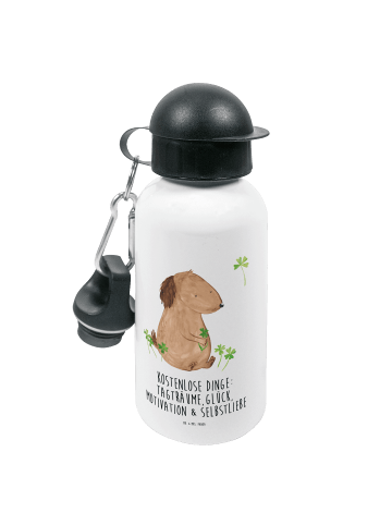 Mr. & Mrs. Panda Kindertrinkflasche Hund Kleeblatt mit Spruch in Weiß