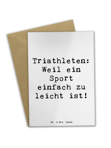Mr. & Mrs. Panda Grußkarte Spruch Triathlon Helden mit Spruch in Weiß