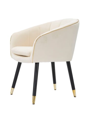 Mauro Ferretti Beigefarbener Stoffsessel mit goldfarbenen Details, 62 x 58 x 78 cm