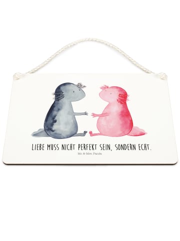 Mr. & Mrs. Panda Schild Axolotl Liebe mit Spruch in Weiß