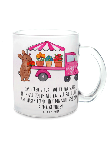 Mr. & Mrs. Panda Teetasse Osterhase Blumenwagen mit Spruch in Transparent