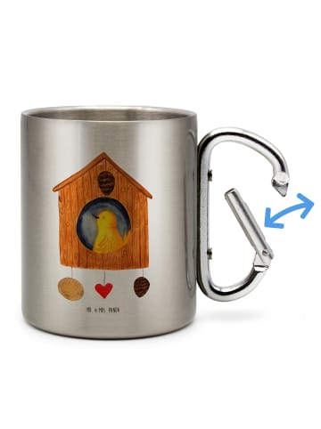 Mr. & Mrs. Panda Edelstahltasse Vogel Haus ohne Spruch in Silber
