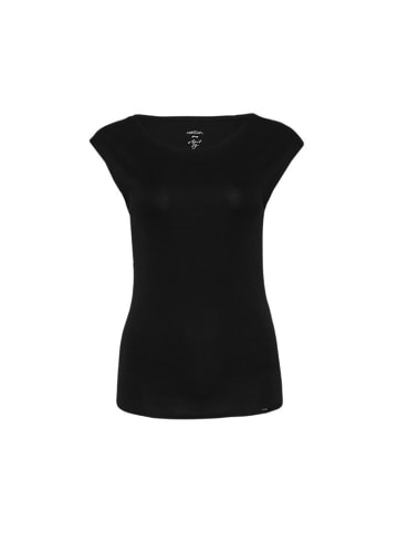 MARC CAIN Basic-Shirt mit weitem Ausschnitt in Schwarz