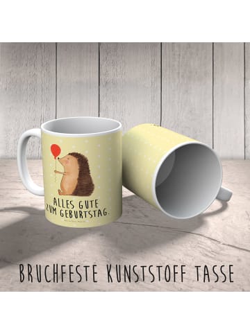 Mr. & Mrs. Panda Plastikbecher Igel Luftballon mit Spruch in Gelb Pastell