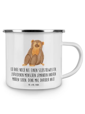 Mr. & Mrs. Panda Becher Emaille Mobbing bewältigen mit Spruch in Weiß
