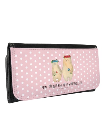 Mr. & Mrs. Panda Portemonnaie für Damen Bären mit Blumenkranz mi... in Rot Pastell