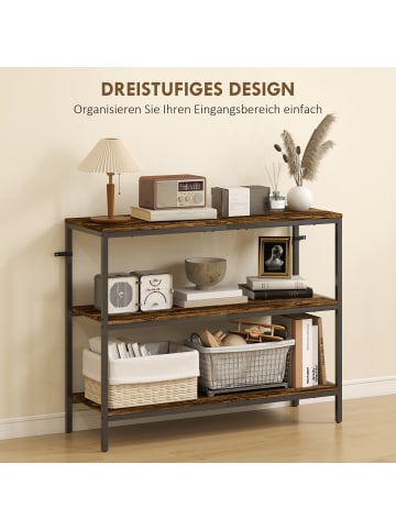 HOMCOM Konsolentisch-101L x 35B x 80H cm-Rustikal-Braun