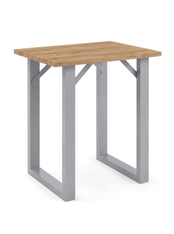 VCM Holz Bartisch Stehtisch Tisch Tresen Xona 80x50 cm in Silber / Honig-Eiche
