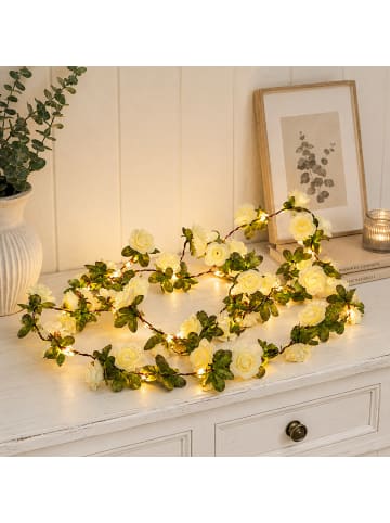 MARELIDA LED Lichterkette weiße Mini Rosen Hochzeit Valentinstag Timer L: 2,1m