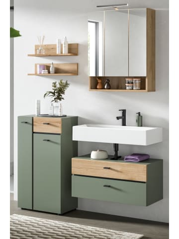 Inn.Furn Badmöbel-Set grün, Evoke Eiche 5-teilig 141 cm, Komplettset in modernem Design