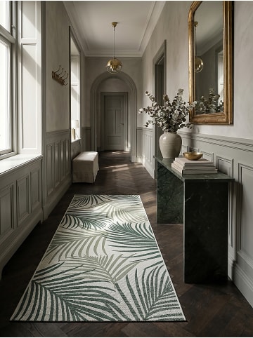 KADIMA DESIGN Flachwebteppich Palmblätter flachgewebt pflegeleicht Wohnzimmer Flur in Grün