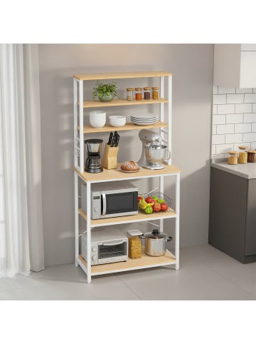 VASAGLE Küchenregal Barnet in Eichenfarben-Weiß - (B)80 x (H)167 x (T)40 cm