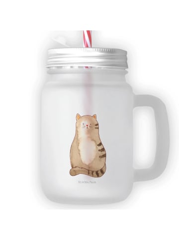 Mr. & Mrs. Panda Limonadenglas Katze Sitzen ohne Spruch in Transparent