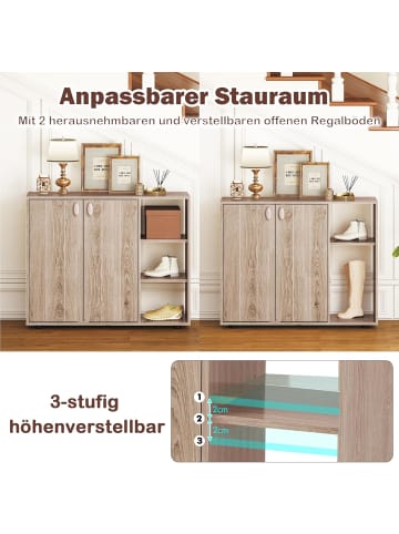 COSTWAY Schuhschrank mit 2 Türen 80 x 31 x 64,5 cm in Hellbraun