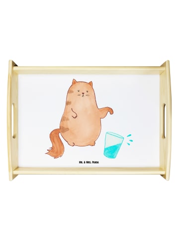 Mr. & Mrs. Panda Tablett Katze Wasserglas ohne Spruch in Weiß