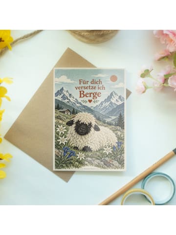 Mr. & Mrs. Panda Grußkarte Schaf alpin Design mit Spruch in Weiß