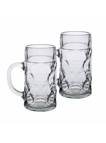 VAN WELL 2er Set Maßkrüge geeicht Isar in Transparent 1 l in transparent