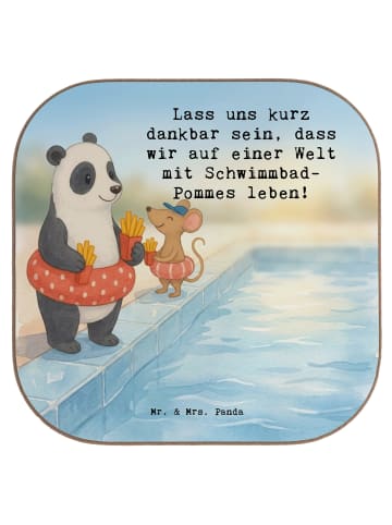 Mr. & Mrs. Panda Bierdeckel Panda Schwimmbad Pommes Design mit S... in Weiß