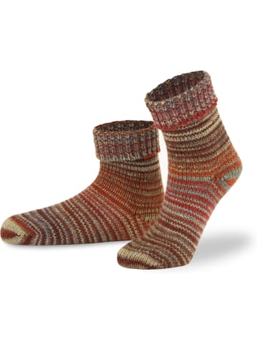 normani 2 Paar Skandinavische Wollsocken mit Umschlag in Terracotta