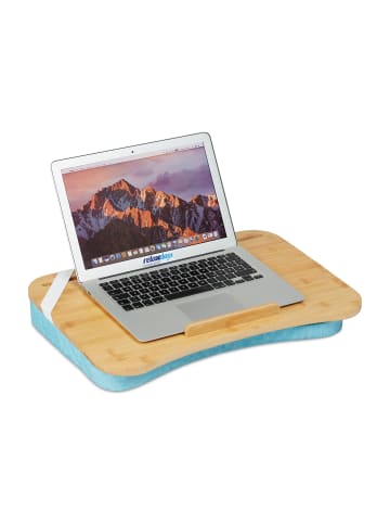 relaxdays Laptopkissen in Natur/ Blau
