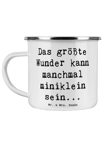 Mr. & Mrs. Panda Camping Emaille Tasse Spruch Wunder Entdecken m... in Weiß