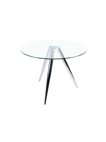 SalesFever Esstisch rund Ø100 cm mit Klarglasplatte und Chromgestell in Transparent