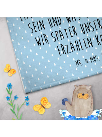 Mr. & Mrs. Panda Frotteetuch Krokodil mit Spruch in Blau Pastell
