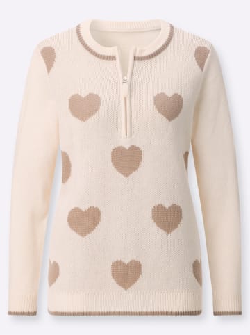 WITT WEIDEN Langarm-Pullover in champagner-sesam-gemustert