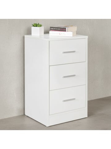 KADIMA DESIGN Moderner Nachtschrank, Holz, 3 Schubladen, melaminharzbeschichtet in Weiß