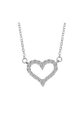 Adeliás Damen Halskette mit Anhänger – Herz aus 925 Silber in silber