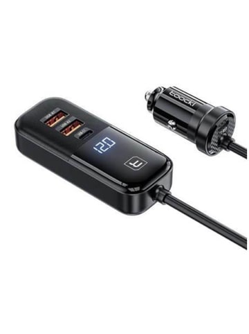 COFI 1453 toocki 120W PD LED Kfz- Auto-Ladegerät Zigarettenanzünder in Schwarz