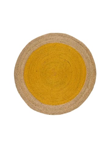 Atticgo Flachgewebe-Teppich MAHON rund in senf