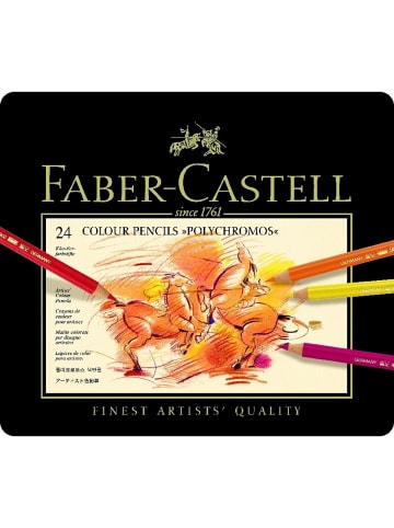 Faber-Castell Künstlerfarbstift Polychromos farbig sortiert im Metalletui 24 Stück
