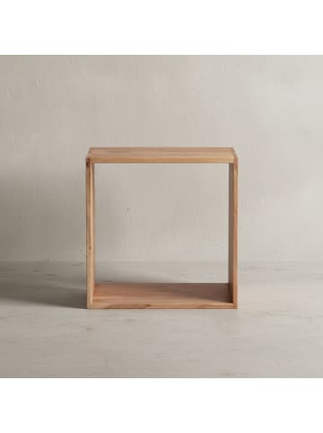KADIMA DESIGN Cube Regal aus Massivholz, Beistelltisch/Bücherregal, vielseitig in Beige