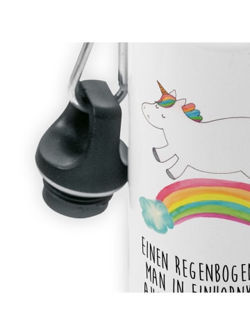 Mr. & Mrs. Panda outdoor trinkflasche Einhorn Regenbogen mit Spruch in Weiß