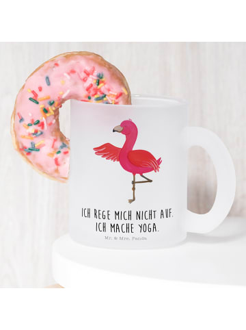 Mr. & Mrs. Panda Haferl Flamingo Yoga mit Spruch in Transparent