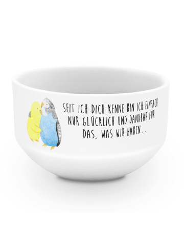 Mr. & Mrs. Panda Müsli Schüssel Wellensittich Liebe mit Spruch in Weiß