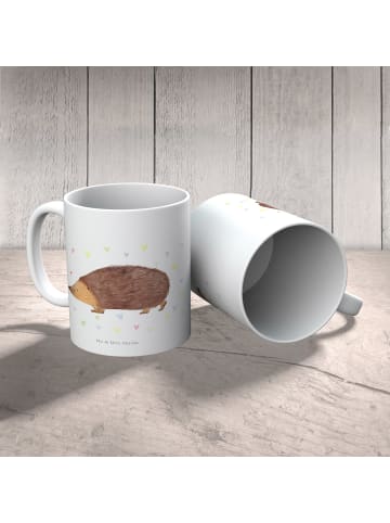 Mr. & Mrs. Panda Kaffeetasse Igel Herzen ohne Spruch in Weiß
