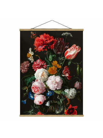 WALLART Stoffbild - Jan D. de Heem - Stillleben mit Blumen in Glasvase in Bunt