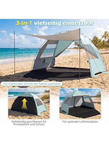 COSTWAY Strandzelt Strandmuschel mit Vordach für 5-6 Personen in Grün