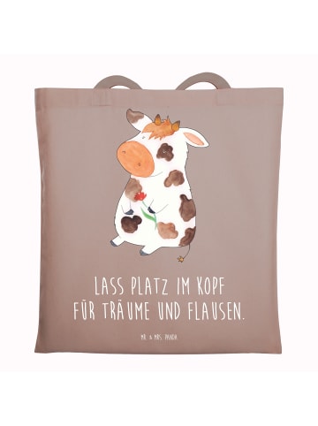 Mr. & Mrs. Panda Strandtasche Kuh mit Spruch in Braun Pastell