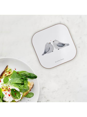 Mr. & Mrs. Panda Untersetzer Quadratisch Turteltauben Liebe ohne... in Weiß