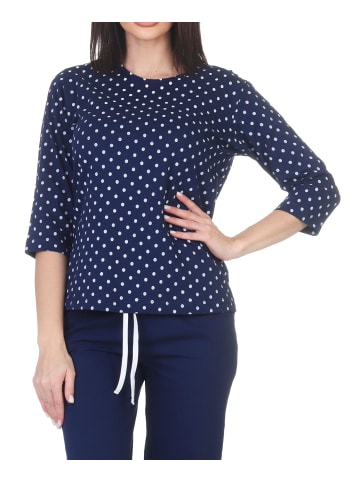 NORMANN Schlafanzug langarm Oberteil Pyjama Shirt Top in marine